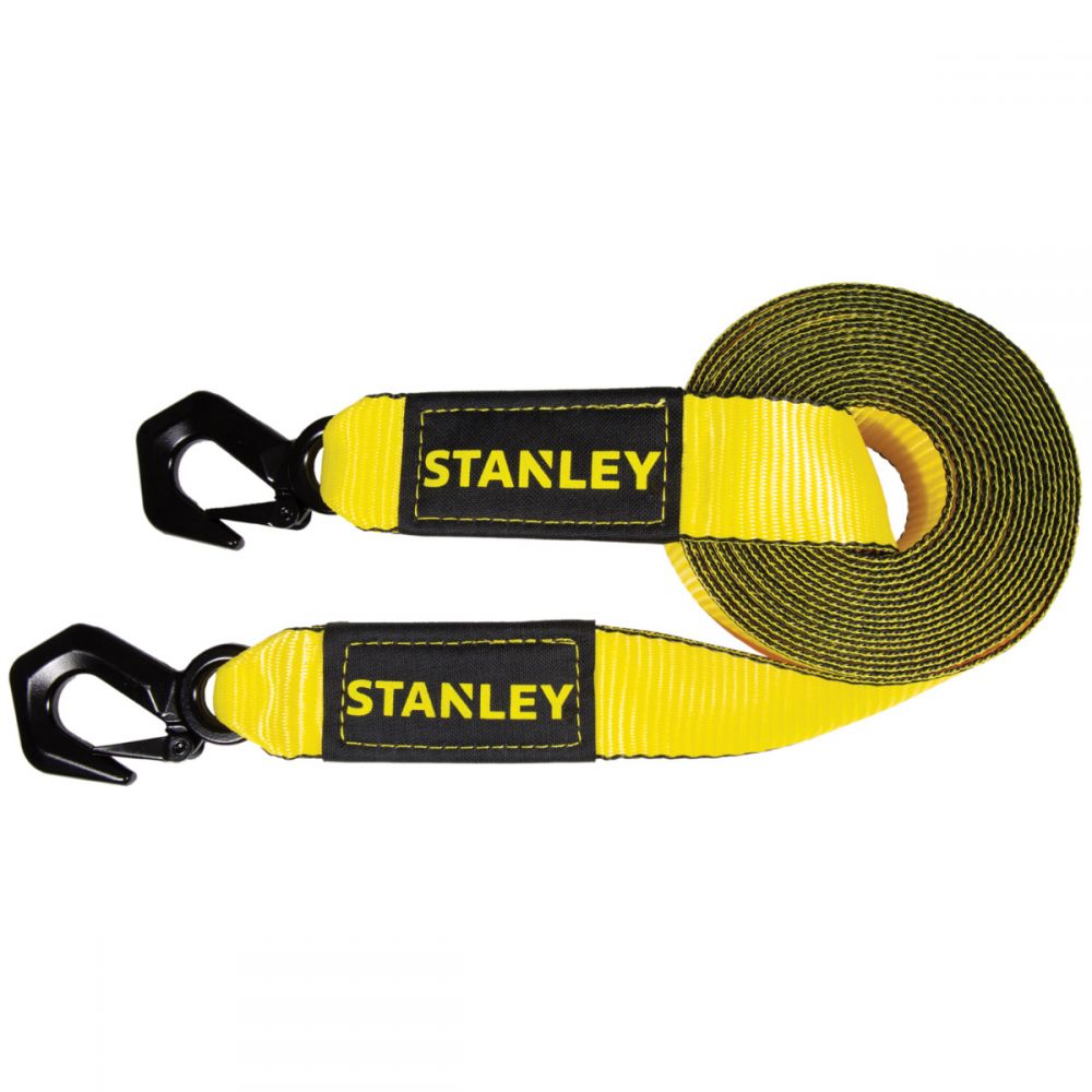 7,200 lbs Break Strength Stanley S1052 Black/Yellow 5/8 x 15 Poly-Blend Braided Tow Rope with Heavy Duty Tri-Hook