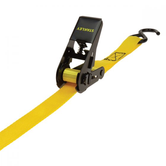 Stanley S10002 Black/Yellow 1 x 10' Ratchet Tie Down Straps - Light Cargo  Securing (1,500 lbs Break Strength), 2 Pack